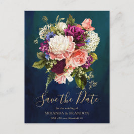 Postal De Anuncios Boda moderna elegante floral esmeralda verde dorad