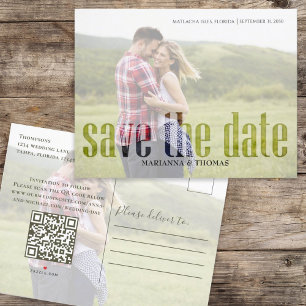 Postal De Anuncios Boda moderna foto personalizada de aviso de fecha