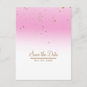 Postal De Anuncios Boda moderna glamurosa chic rosa y dorado, guarde 