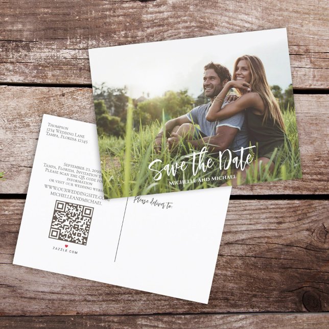 Postal De Anuncios Boda moderna presupuesto ahorrar fecha foto código (Subido por el creador)
