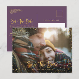 Postal De Anuncios Boda moderno con guión de estrellas doradas