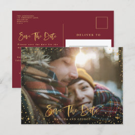 Postal De Anuncios Boda moderno con guión de estrellas doradas
