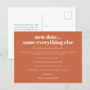 Postal De Anuncios Boda Nueva Fecha Lo Demás Igual Terracotta