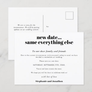 Postal De Anuncios Boda Nueva Fecha Lo Demás Igual Texto Simple