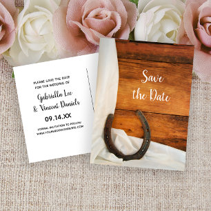 Postal De Anuncios Boda occidental herradura y satina salvan la fecha