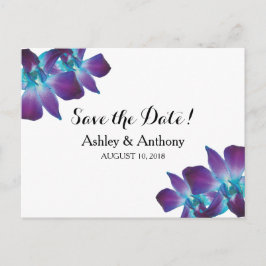 Postal De Anuncios Boda Orquídea Dendrobium Azul Guardar la fecha