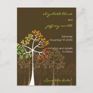 Postal De Anuncios Boda Otoño Árboles Bosque Save The Date