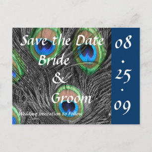Postal De Anuncios Boda pavo real salva la fecha