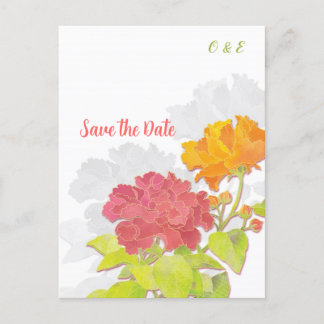 Postal De Anuncios Boda Peony Única Guardar la fecha