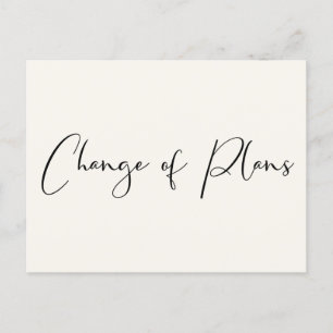 Postal De Anuncios Boda Pequeña Cambio de Planes Crema Elegante