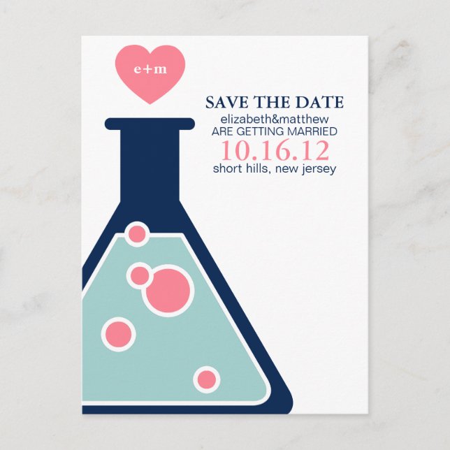 Postal De Anuncios Boda perfecta de química salva la fecha (Anverso)