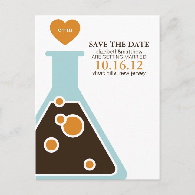 Postal De Anuncios Boda perfecta de química salva la fecha (Anverso)