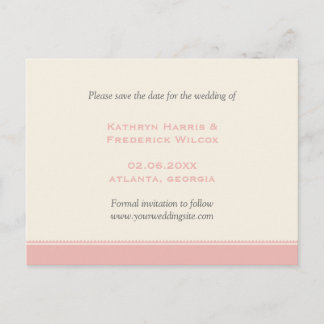 Postal De Anuncios Boda personalizada de borde rosado, guardar la pos