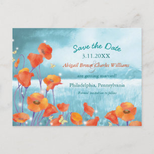 Postal De Anuncios Boda Poppy Chic Guárdala la Fecha