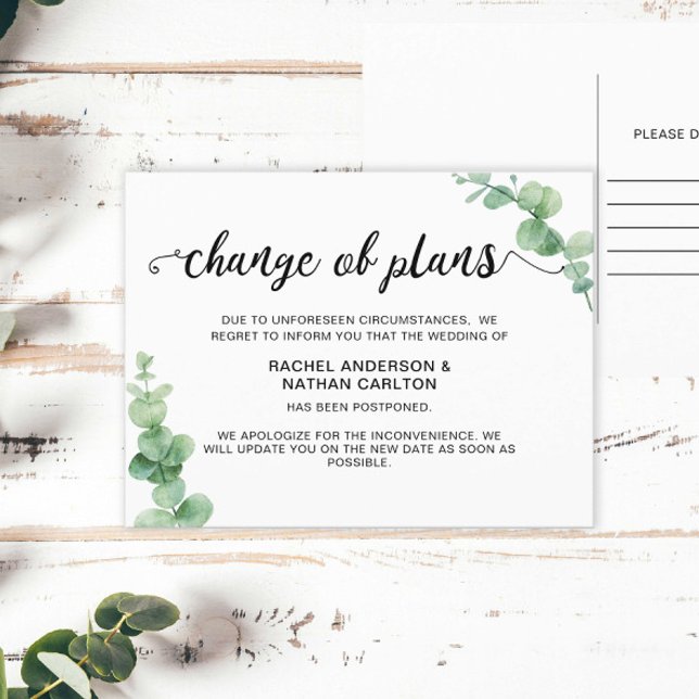 Postal De Anuncios Boda Pospone la Cancelación de Eucalyptus Simple (Subido por el creador)