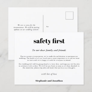 Postal De Anuncios Boda Posponer Seguridad Primero COVID Script Blanc