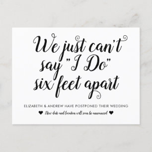 Postal De Anuncios Boda pospuesta cambio de fecha Six Feet Apart