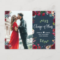 Boda pospuesta con estampado floral de color azul 