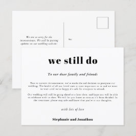 Postal De Anuncios Boda pospuesta Seguimos siendo COVID Script Blanco