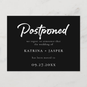 Postal De Anuncios Boda pospuesto con guión blanco cepillado