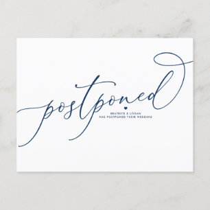 Postal De Anuncios Boda pospuesto con guión caprichoso azul marino
