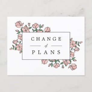 Postal De Anuncios Boda pospuesto de flores rosas de Rubor
