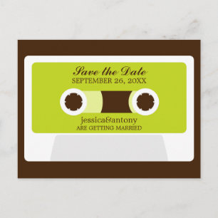 Postal De Anuncios Boda Retro Mixtape Guardar la Fecha