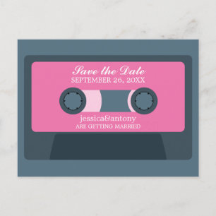 Postal De Anuncios Boda Retro Mixtape Guardar la Fecha