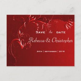 Postal De Anuncios Boda Roja Elegante Guardar la Fecha