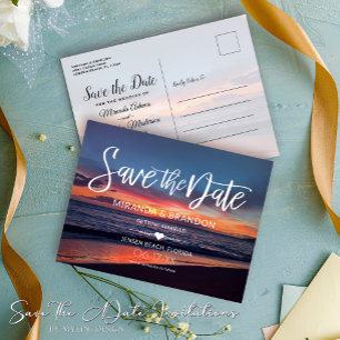 Postal De Anuncios Boda Romántica de Playa - Avisa la Fecha