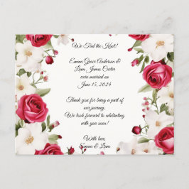 Postal De Anuncios Boda Romántica Rosa Roja y Lirio del Valle