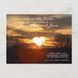 Postal De Anuncios Boda Romántico de Heart Sunset Save the Date
