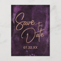 Boda Rosa Oro y Morado Oscuro Save the Date