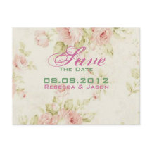 Boda rosa rosa Floral vintage Save the date