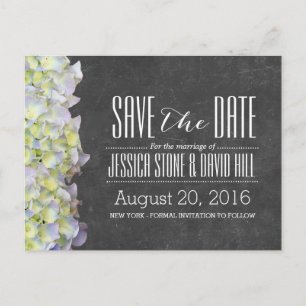 Postal De Anuncios Boda Rustic Chalkboard Hydrangea Save the Date