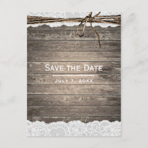 Postal De Anuncios Boda Rustic Wood Lace Twine Barn Wedding Salva la 