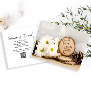 Postal De Anuncios Boda Rústica Blanca Margarita Bosque Guardar la Fe