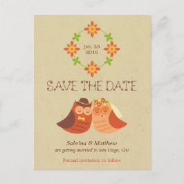Postal De Anuncios Boda Rústica Boho de Tortolitas Búhos