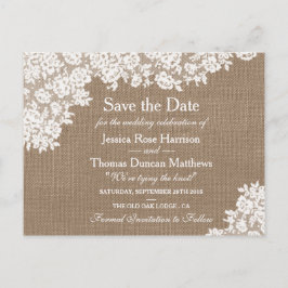 Postal De Anuncios Boda Rustica Burlap & Vintage Lace Wedding Save Th