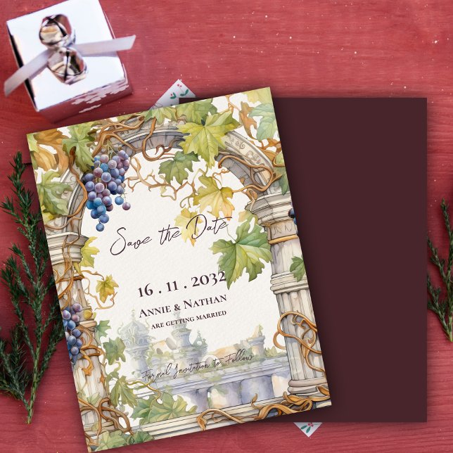 Postal De Anuncios Boda rústica chic inspirada en parras en una bodeg (Rustic Chic Grapevine-Inspired Winery Wedding Announcement Postcard)