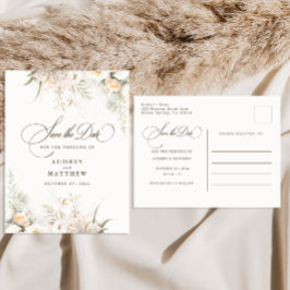Postal De Anuncios Boda Rustica de Blooms Blancos Salva La Fecha