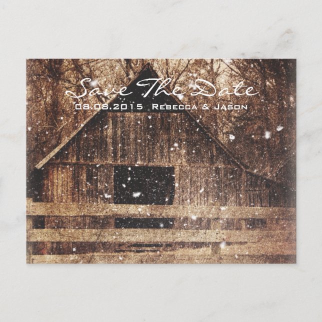 Postal De Anuncios boda rústica de campo occidental en invierno en un (Anverso)