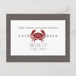 Postal De Anuncios Boda Rustica De Cangrejo Salva La Fecha