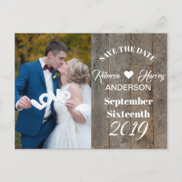 Postal De Anuncios Boda rústica de granero de madera salva la fecha