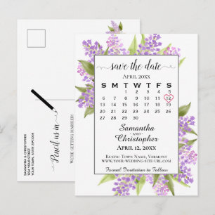 Postal De Anuncios Boda rústica de Lilacs Guardar el calendario de fe