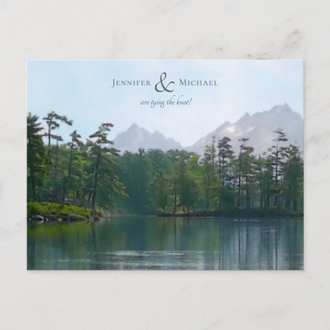 Postal De Anuncios Boda rústica en el lago de la montaña (Anverso)