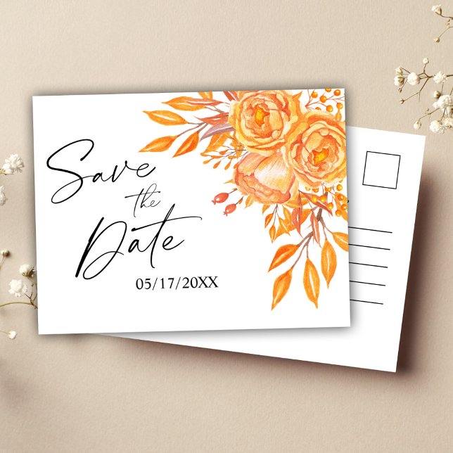 Postal De Anuncios Boda Rústica Floral Guardar la Fecha (Floral Rustic Wedding Save The Date Announcement Postcard)