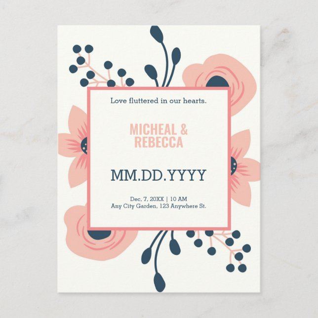 Postal De Anuncios Boda rústica moderna (Anverso)