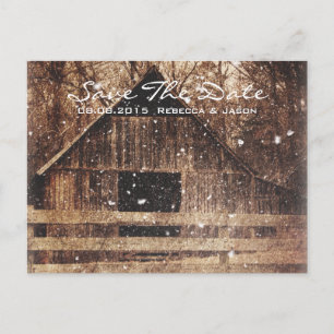 Postal De Anuncios boda rústico del granero del invierno del país