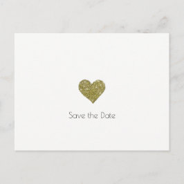 Postal De Anuncios boda salva la fecha + corazón de oro falso minimal